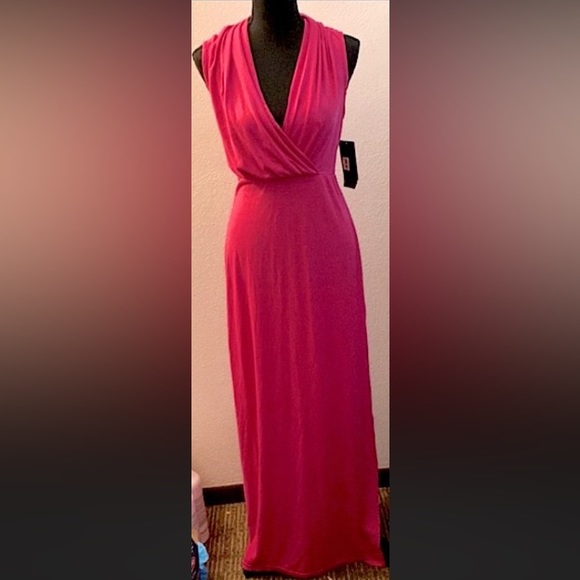 Macy’s Hot Pink Sleeveless Maxi Dress - Picture 1 of 15